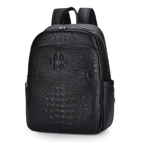 Sac à Dos en Cuir à Motifs de Peau de Crocodile pour Homme, Grande Capacité, Cartable de Voyage SR Business – Image 3
