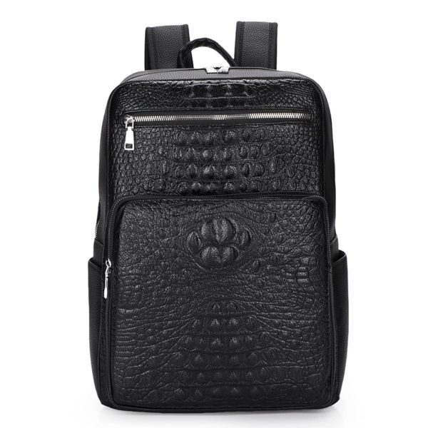 Sac à Dos en Cuir à Motifs de Peau de Crocodile pour Homme, Grande Capacité, Cartable de Voyage SR Business