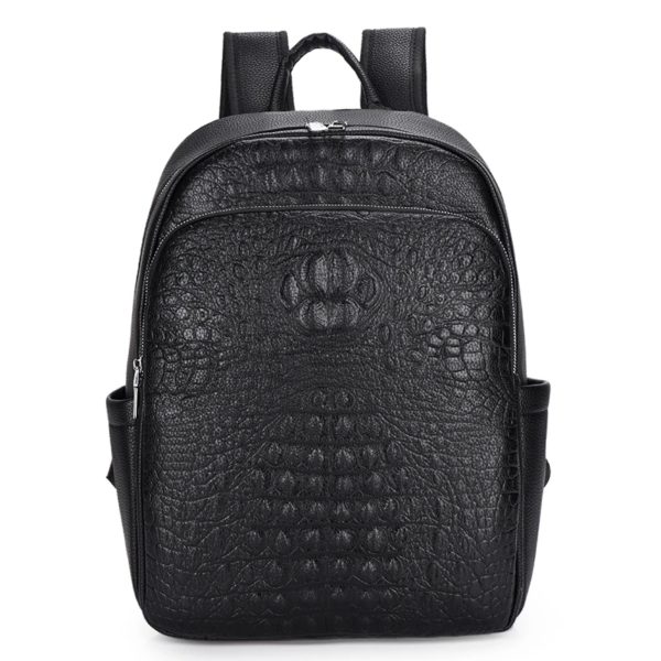 Sac à Dos en Cuir à Motifs de Peau de Crocodile pour Homme, Grande Capacité, Cartable de Voyage SR Business – Image 2