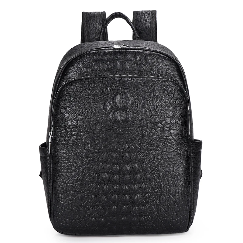 Sac à Dos en Cuir à Motifs de Peau de Crocodile pour Homme, Grande Capacité, Cartable de Voyage SR Business