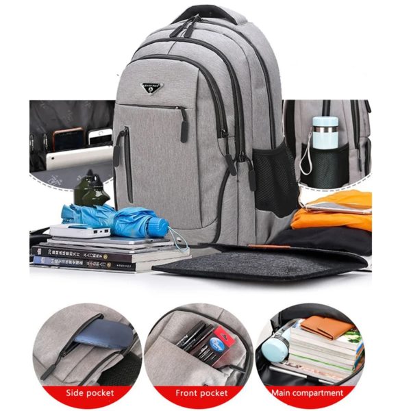 Sac à Dos Oxford Noir Solide de Grande Capacité pour Homme, Sacoche pour Ordinateur Portable, pour Lycée, Adolescent, Garçon, Fille, 15.6 – Image 6