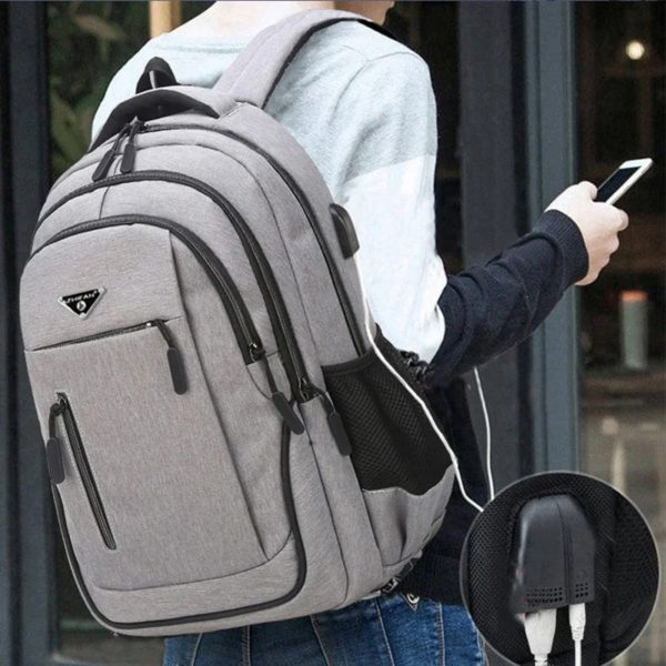 Sac à Dos Oxford Noir Solide de Grande Capacité pour Homme, Sacoche pour Ordinateur Portable, pour Lycée, Adolescent, Garçon, Fille, 15.6 – Image 2