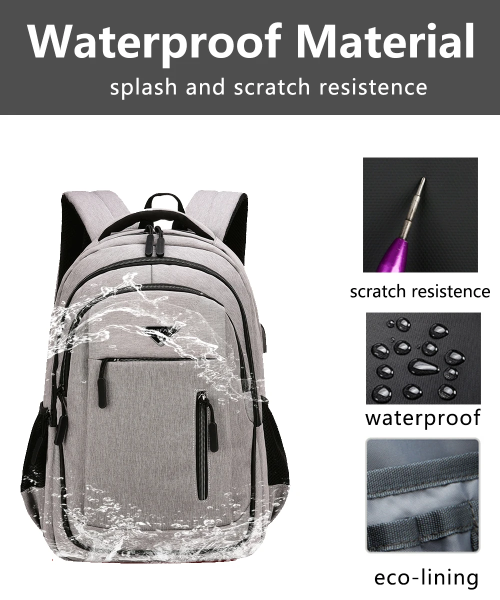 Sac à Dos Oxford Noir Solide de Grande Capacité pour Homme, Sacoche pour Ordinateur Portable, pour Lycée, Adolescent, Garçon, Fille, 15.6