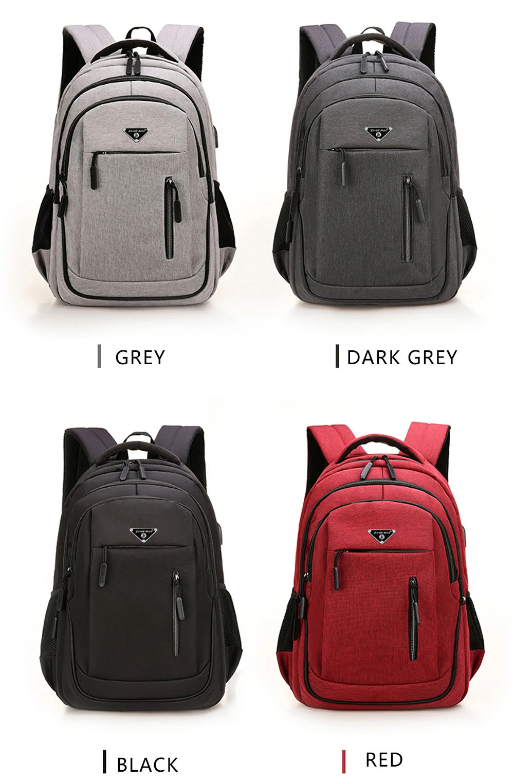 Sac à Dos Oxford Noir Solide de Grande Capacité pour Homme, Sacoche pour Ordinateur Portable, pour Lycée, Adolescent, Garçon, Fille, 15.6