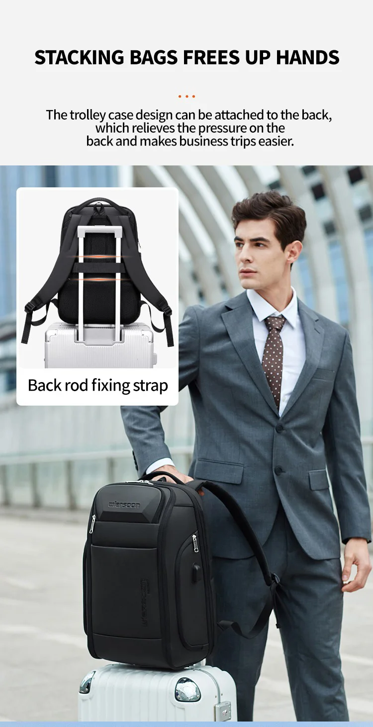 Sac à dos d'affaires étanche pour homme, grande capacité, voyage d'affaires, mot de passe multifonctionnel, antivol, sac pour ordinateur portable, 35 L