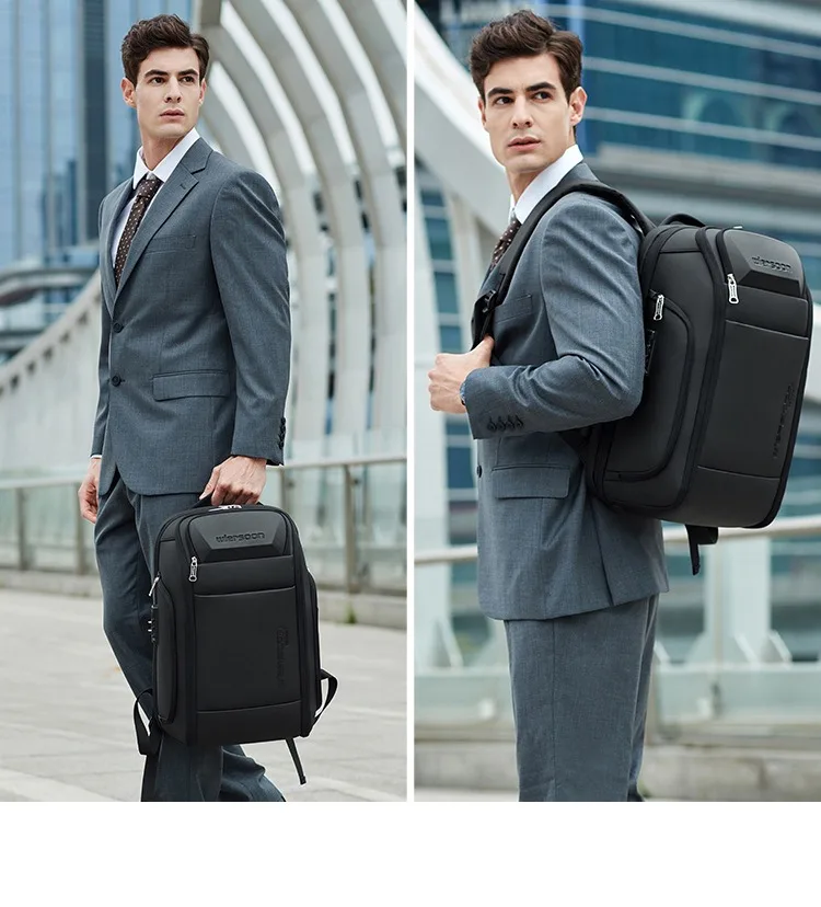 Sac à dos d'affaires étanche pour homme, grande capacité, voyage d'affaires, mot de passe multifonctionnel, antivol, sac pour ordinateur portable, 35 L