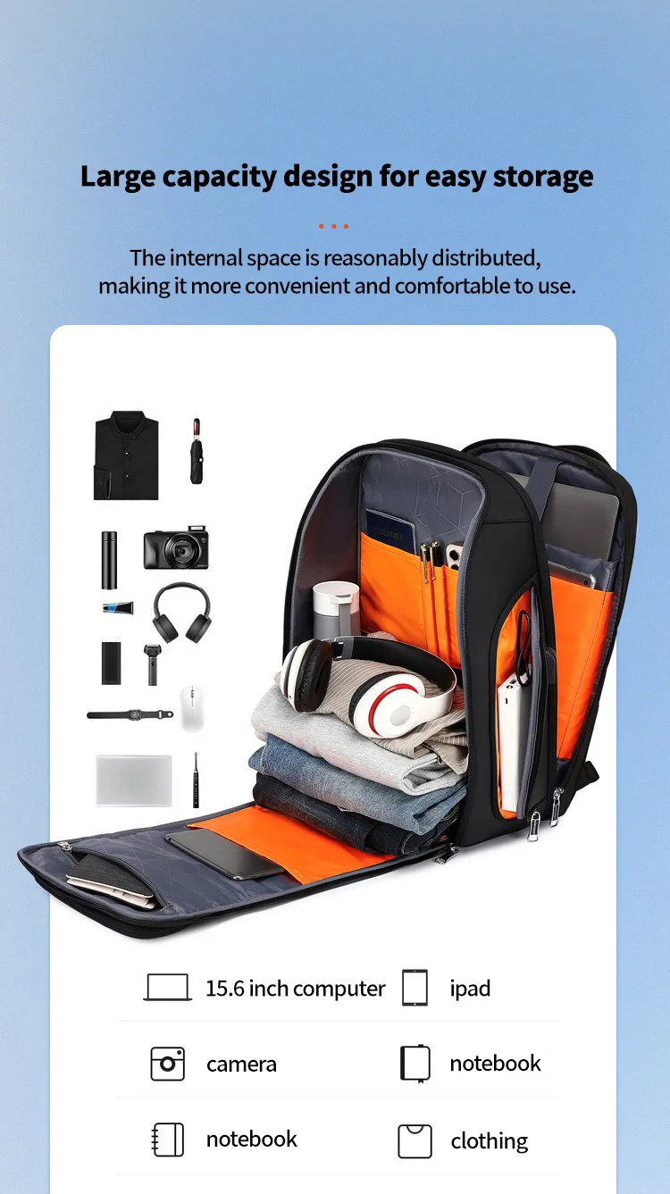 Sac à dos d'affaires étanche pour homme, grande capacité, voyage d'affaires, mot de passe multifonctionnel, antivol, sac pour ordinateur portable, 35 L