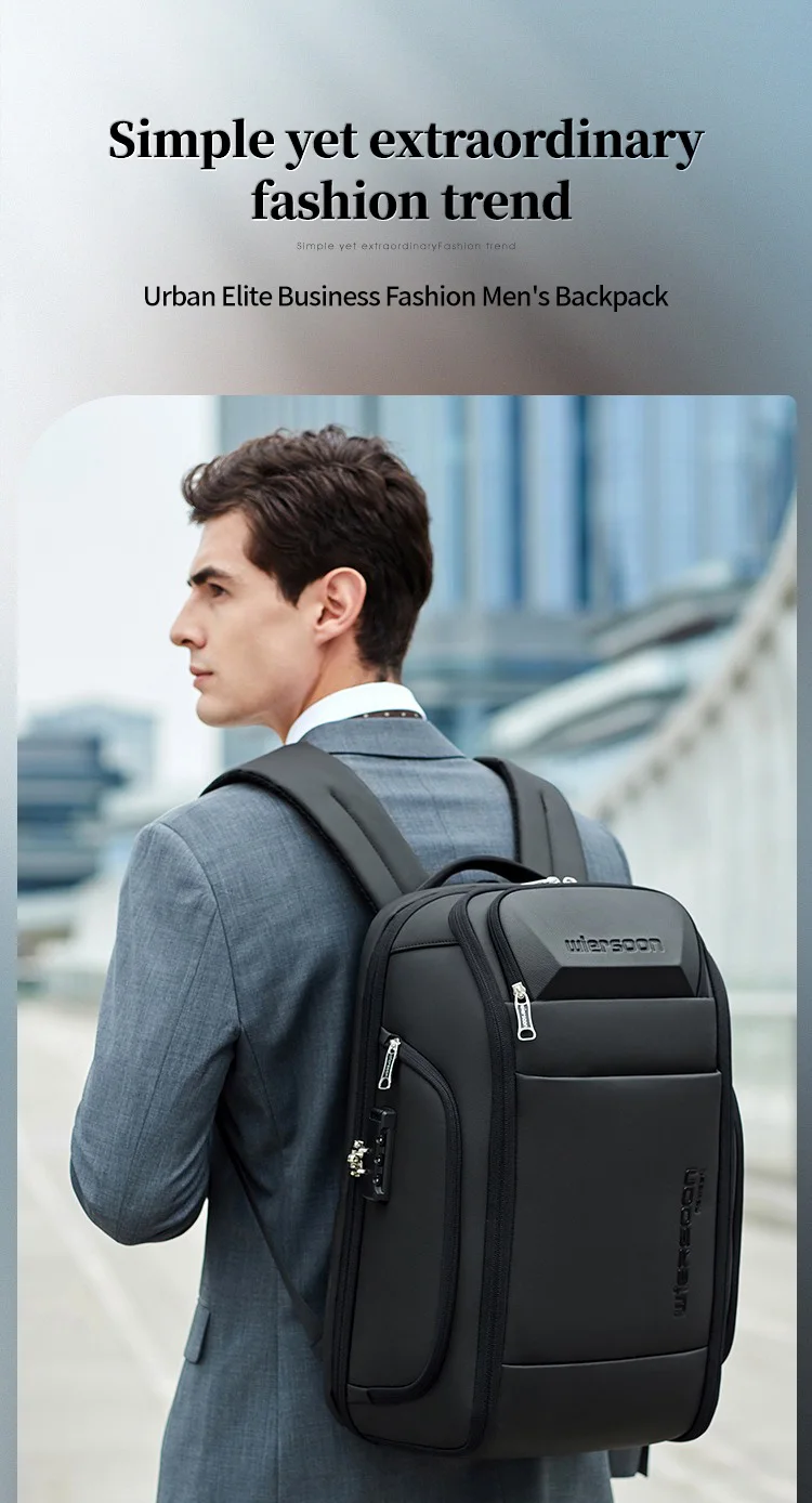 Sac à dos d'affaires étanche pour homme, grande capacité, voyage d'affaires, mot de passe multifonctionnel, antivol, sac pour ordinateur portable, 35 L