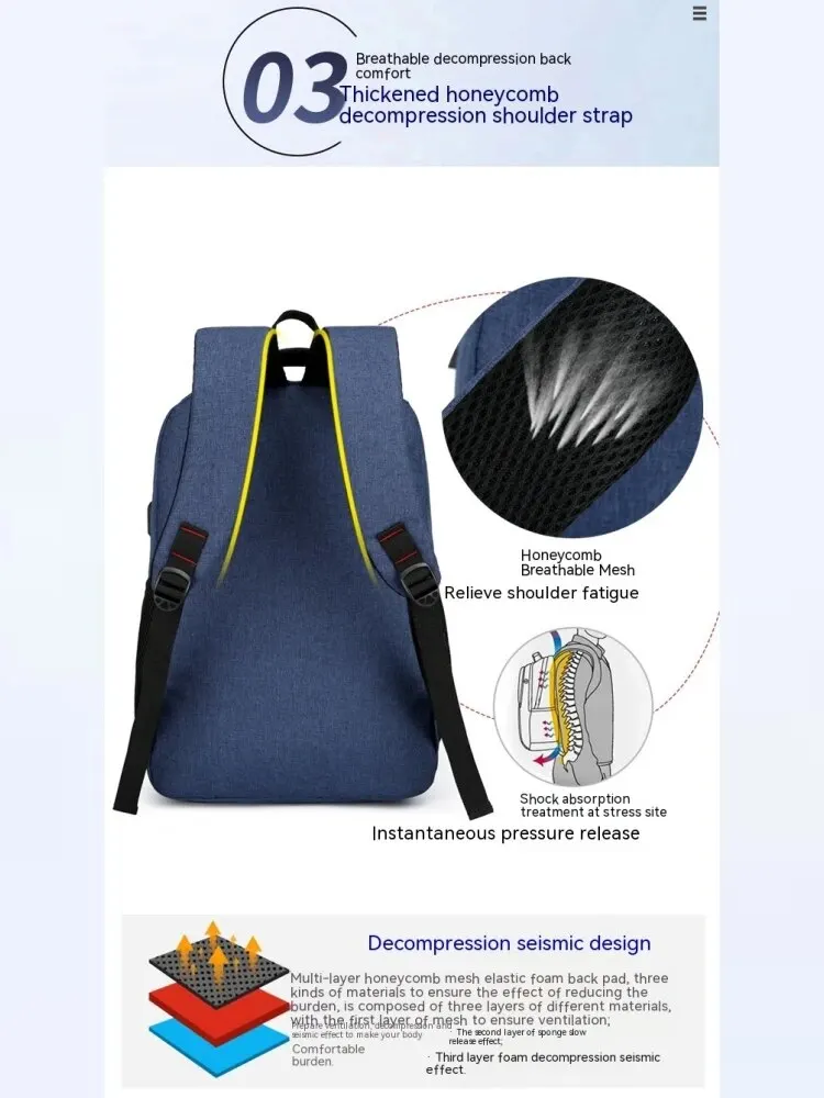 Sac à Dos Imperméable de Grande Capacité pour Homme, Cartable Simple de Voyage pour Étudiant
