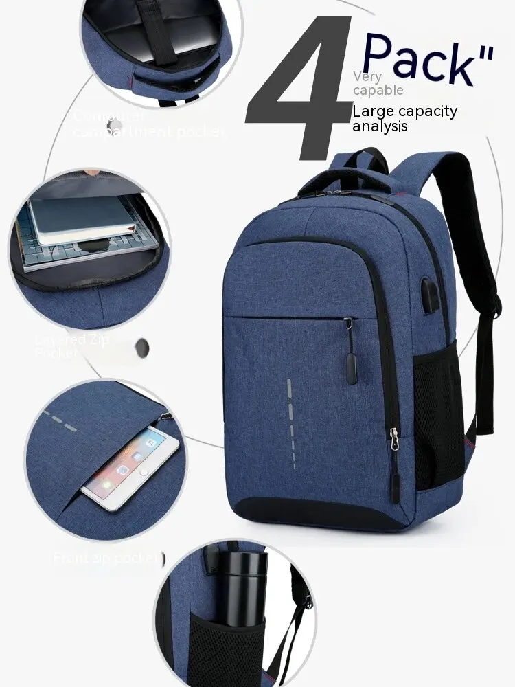 Sac à Dos Imperméable de Grande Capacité pour Homme, Cartable Simple de Voyage pour Étudiant