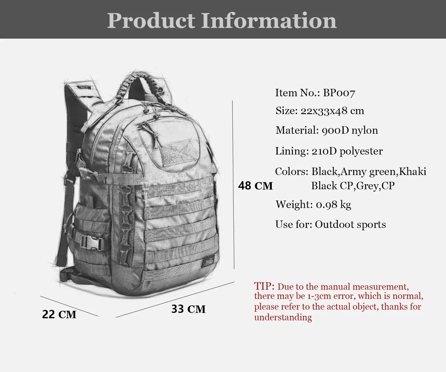 Sac à dos militaire étanche pour homme, sac à dos souple de l'armée, sac à dos Molle, sac de sport, extérieur, camping, chasse, trekking, grande capacité