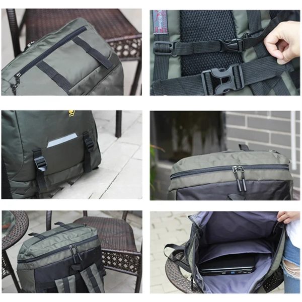 Sac à dos d'extérieur pour hommes et femmes, sac à dos d'escalade, sac à dos de voyage, sports, camping, randonnée, sac d'école pour homme, 85L, 55L – Image 4