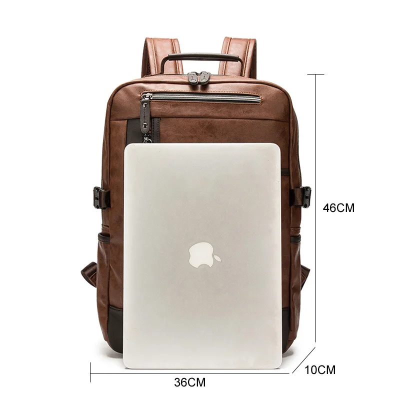 Sac à dos élégant en cuir Pu pour hommes, sacoche d'école à bandoulière de styliste, sac de voyage pour ordinateur portable pour adolescents