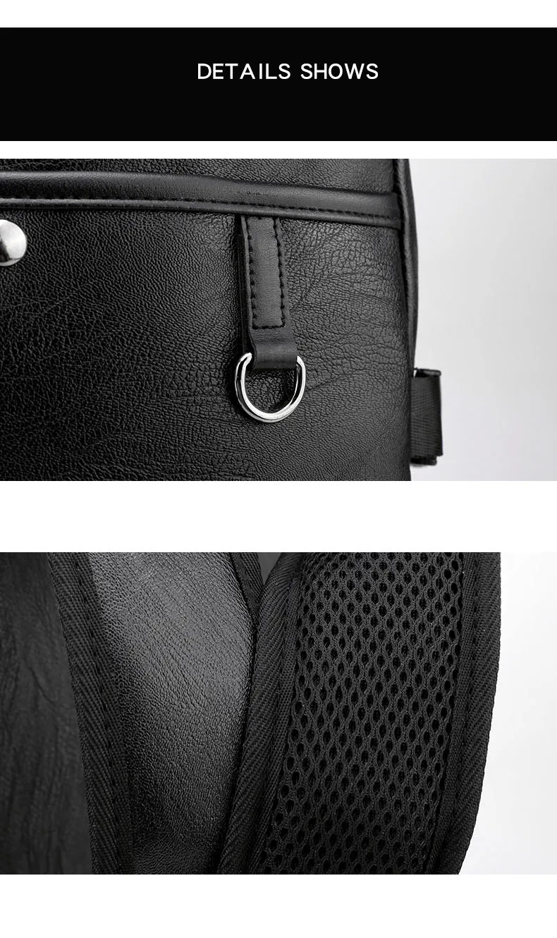 Sac à dos élégant en cuir Pu pour hommes, sacoche d'école à bandoulière de styliste, sac de voyage pour ordinateur portable pour adolescents
