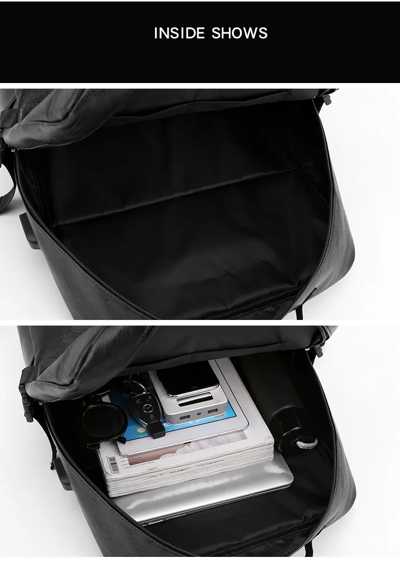 Sac à dos élégant en cuir Pu pour hommes, sacoche d'école à bandoulière de styliste, sac de voyage pour ordinateur portable pour adolescents