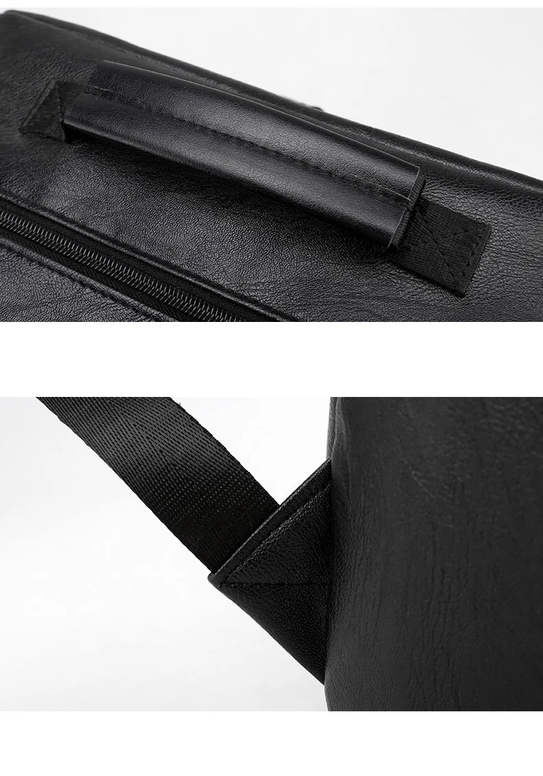 Sac à dos élégant en cuir Pu pour hommes, sacoche d'école à bandoulière de styliste, sac de voyage pour ordinateur portable pour adolescents