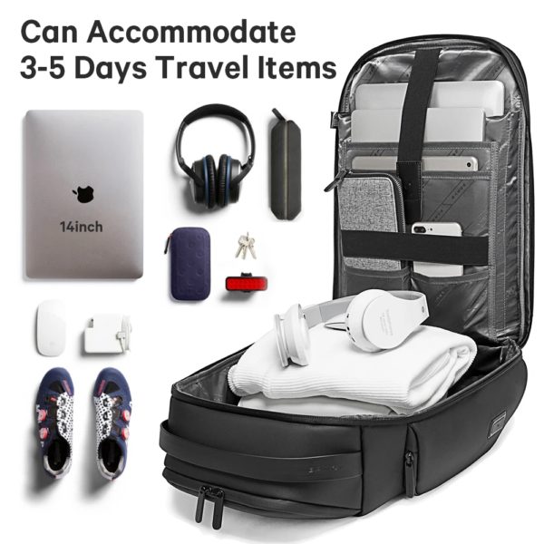 BANGE-Sac à dos d'affaires étanche pour ordinateur portable, sac de chargement petUSB Type-C, cartable de grande capacité, sac de voyage, 15.6 pouces – Image 4