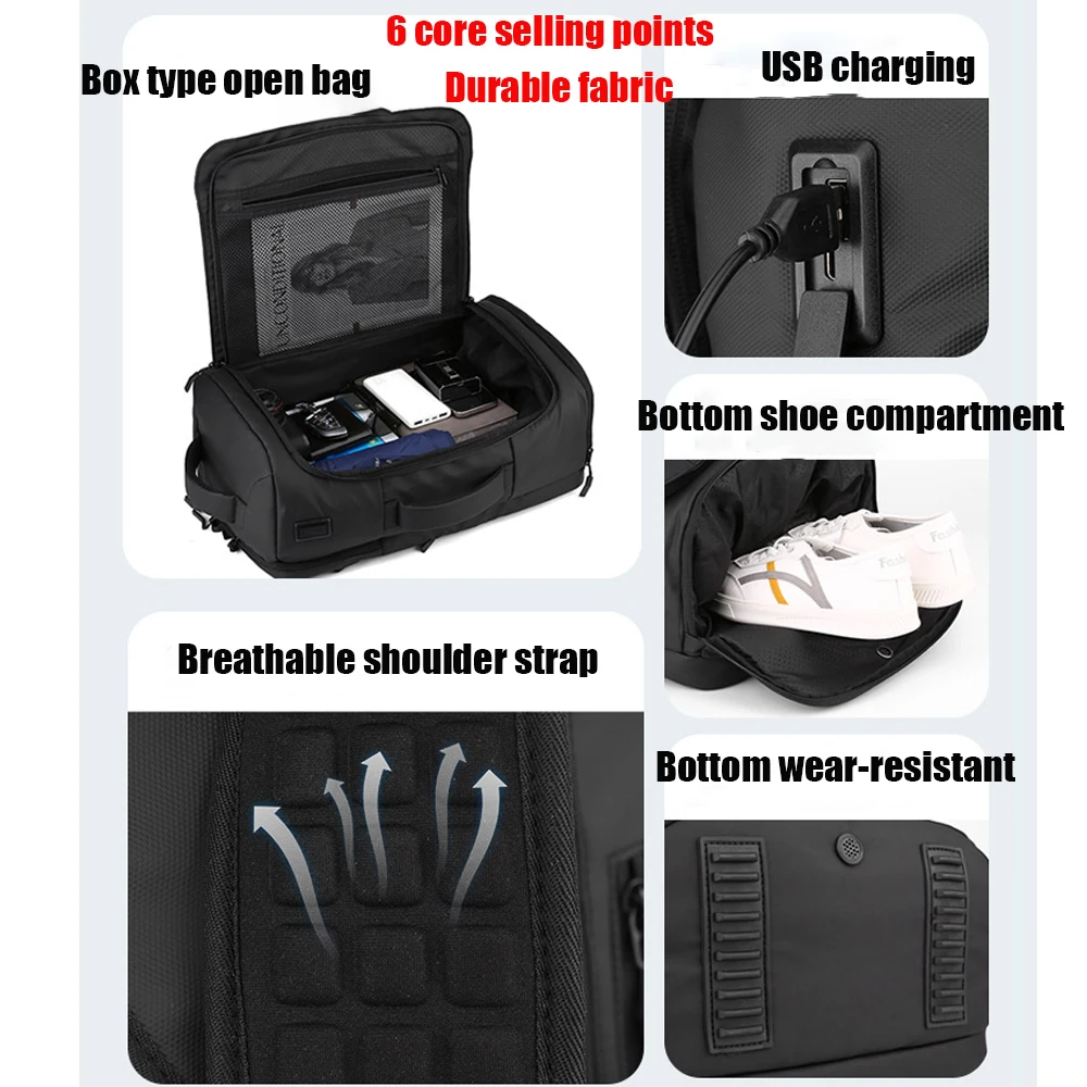 Sac à dos à main pour hommes, compartiment à chaussures, sac à dos de jour, étui à bombes, sac à dos pour ordinateur portable, voyage d'affaires, collège, 16 po, 20l, 35l, nouveau