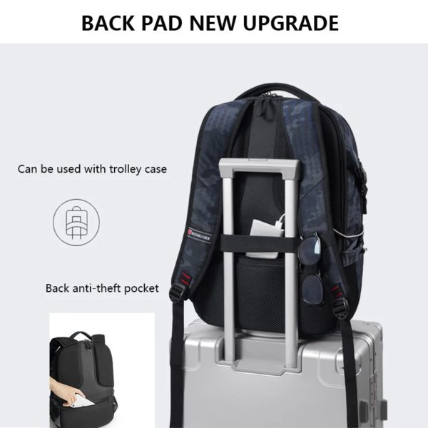 Sac à dos étanche pour homme et femme, sac d'école vintage, sac de voyage Oxford, chargement USB, adapté pour ordinateur portable 17 pouces, nouveau, 2024 – Image 2