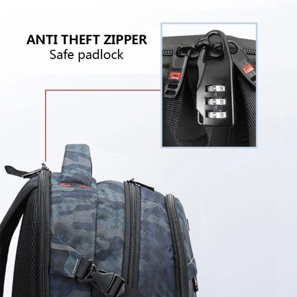 Sac à dos étanche pour homme et femme, sac d'école vintage, sac de voyage Oxford, chargement USB, adapté pour ordinateur portable 17 pouces, nouveau, 2024 – Image 4