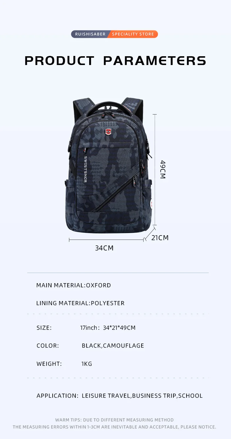 Sac à dos étanche pour homme et femme, sac d'école vintage, sac de voyage Oxford, chargement USB, adapté pour ordinateur portable 17 pouces, nouveau, 2024