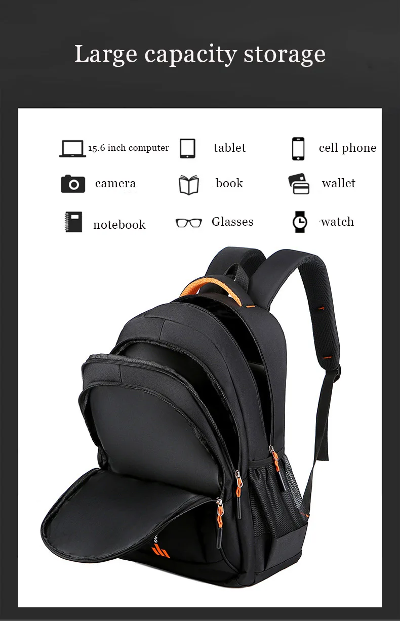 Sac à dos Oxford étanche pour homme, sac d'ordinateur d'affaires, sac à dos décontracté, cartable pour lycéen, grand Capa