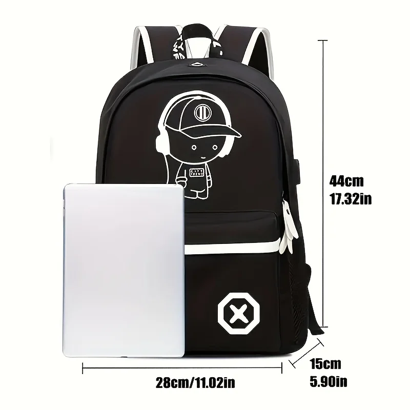 Sacs à dos Shoous Animation pour garçons et filles, sacs d'école pour adolescents, charge USB, sac à dos pour hommes, sac à dos pour ordinateur portable, homme, mode, ensemble de 2 pièces