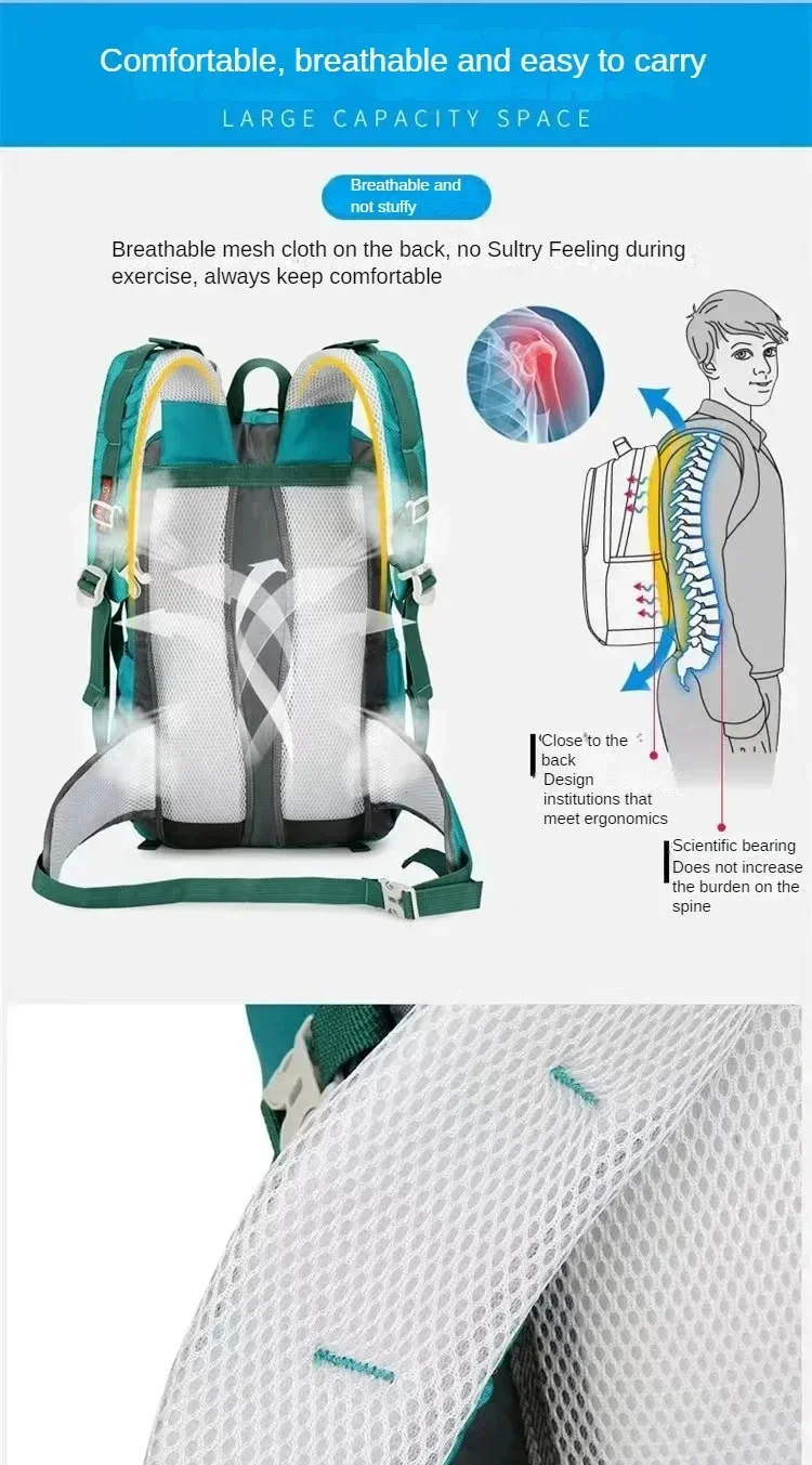Sac à dos de camping de randonnée en plein air pour hommes et femmes, sac d'escalade léger, sac à dos de cyclisme avec housse étanche, 40L Sac à dos de camping de randonnée en plein air pour hommes et femmes, sac d'escalade léger, sac à dos de cyclisme avec housse étanche, 40L