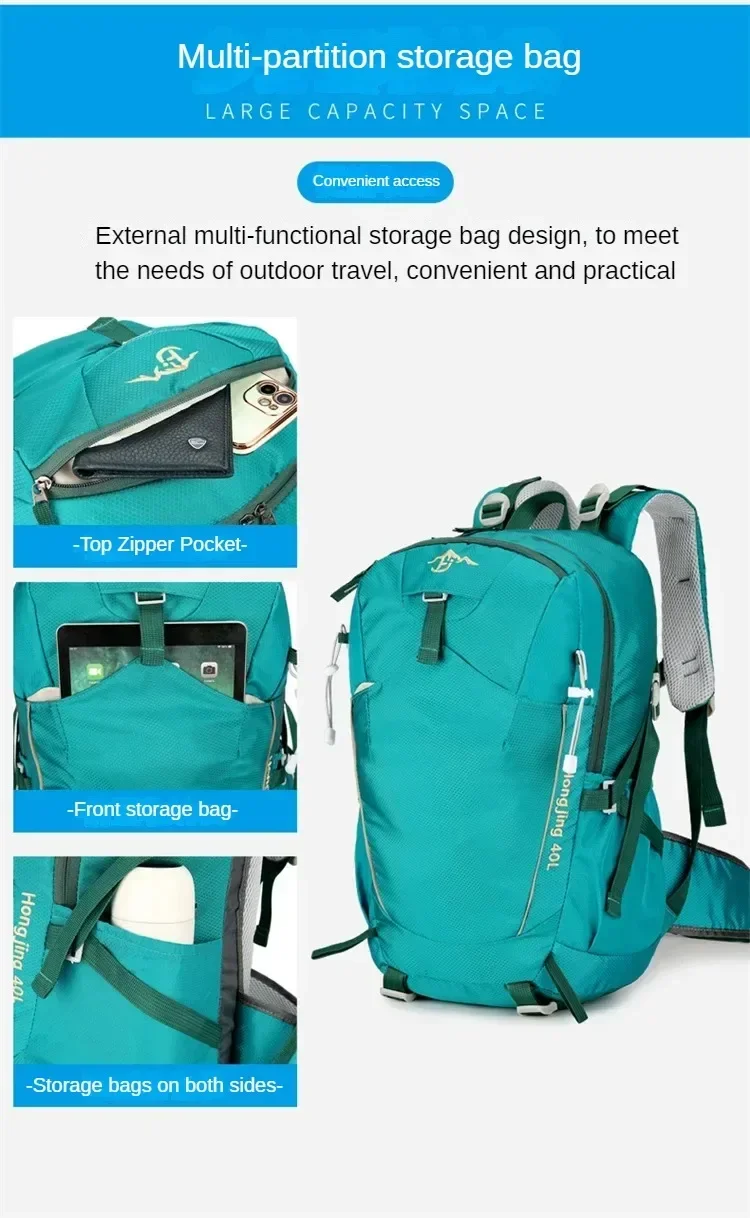 Sac à dos de camping de randonnée en plein air pour hommes et femmes, sac d'escalade léger, sac à dos de cyclisme avec housse étanche, 40L Sac à dos de camping de randonnée en plein air pour hommes et femmes, sac d'escalade léger, sac à dos de cyclisme avec housse étanche, 40L