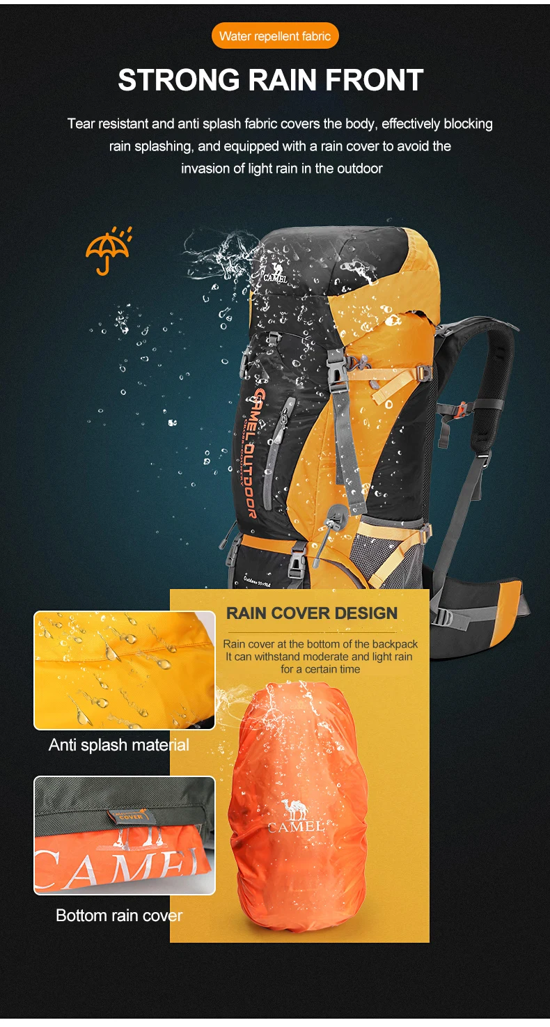 GOLDEN CAMEL-Sacs à dos de randonnée étanches pour hommes et femmes, sac d'alpinisme extérieur, sac à dos de camping et de voyage, grande taille, 56L