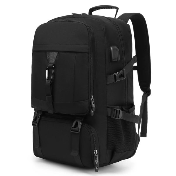 XOKY-Grand sac à dos de voyage pour homme, compartiment à chaussures séparé, sac d'affaires, sport de plein air, étanche, noir, sac de rangement, 50 L, 80L – Image 2