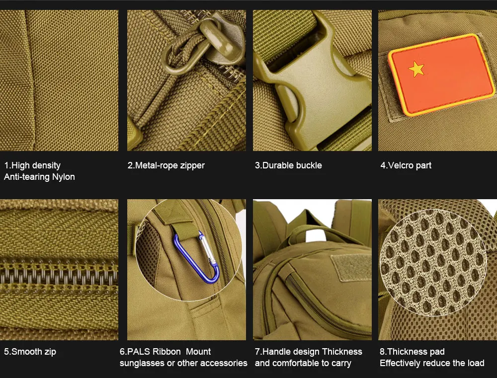 Sac à dos Molle CamSolomon, sac à dos en nylon, sac à dos étanche, haute qualité, 25L, 600D, Keeptics Pack