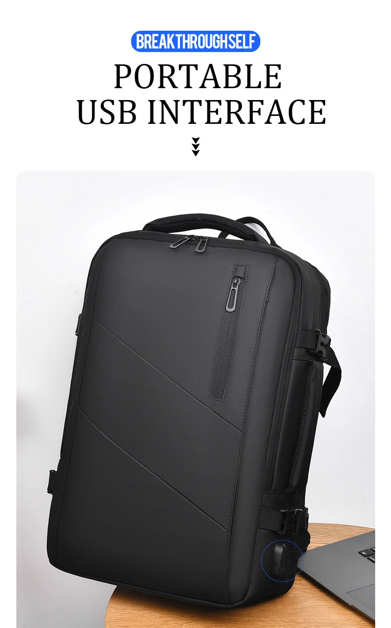 Sac à dos d'affaires pour homme, sac à dos pour ordinateur portable, sac USB étanche multi-extensible, sac de voyage, 03/Commute
