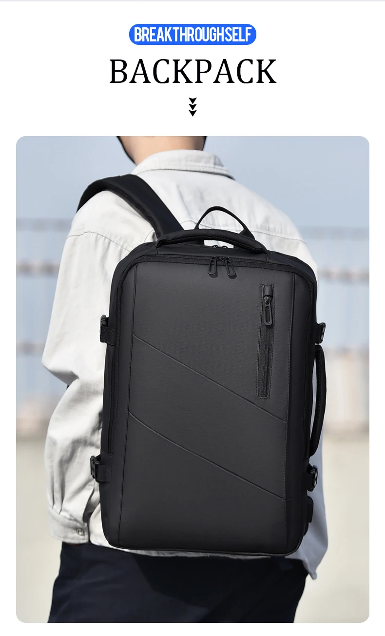 Sac à dos d'affaires pour homme, sac à dos pour ordinateur portable, sac USB étanche multi-extensible, sac de voyage, 03/Commute