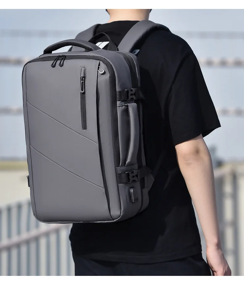 Sac à dos d'affaires pour homme, sac à dos pour ordinateur portable, sac USB étanche multi-extensible, sac de voyage, 03/Commute