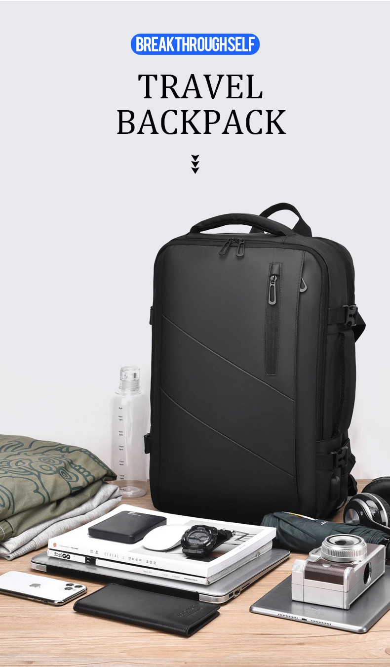 Sac à dos d'affaires pour homme, sac à dos pour ordinateur portable, sac USB étanche multi-extensible, sac de voyage, 03/Commute