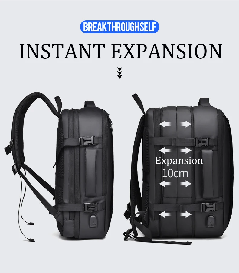 Sac à dos d'affaires pour homme, sac à dos pour ordinateur portable, sac USB étanche multi-extensible, sac de voyage, 03/Commute