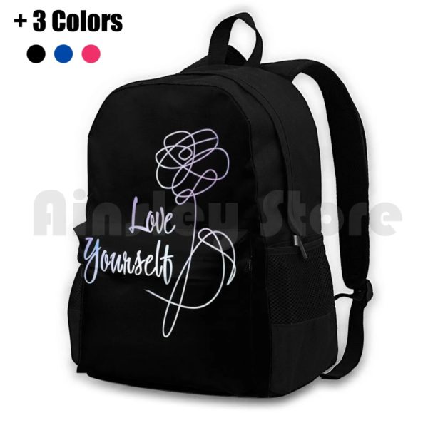 Love ABLE-Sac à dos de randonnée en plein air, version noire, étanche, camping, voyage, Kim Taehyung Jeon Jungkook Army J manicure Kim – Image 2