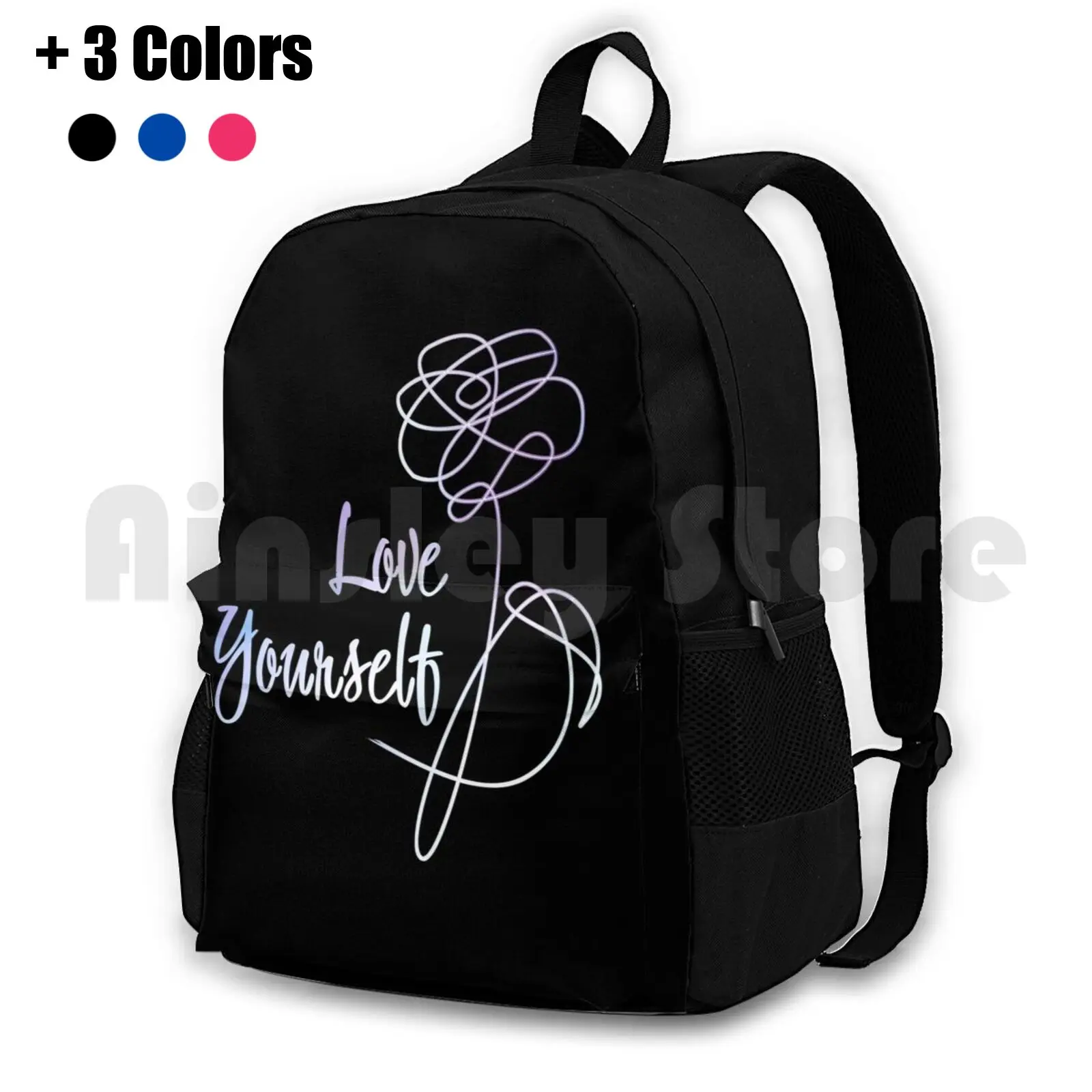 Love ABLE-Sac à dos de randonnée en plein air, version noire, étanche, camping, voyage, Kim Taehyung Jeon Jungkook Army J manicure Kim