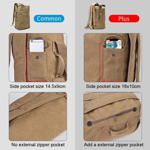 Grand sac de voyage d'alpinisme pour hommes, fourre-tout en toile, seau, à bandoulière, de l'armée, mochilas XA88C – Image 2