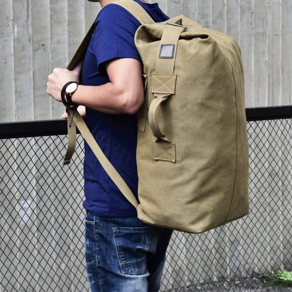 Grand sac de voyage d'alpinisme pour hommes, fourre-tout en toile, seau, à bandoulière, de l'armée, mochilas XA88C – Image 3