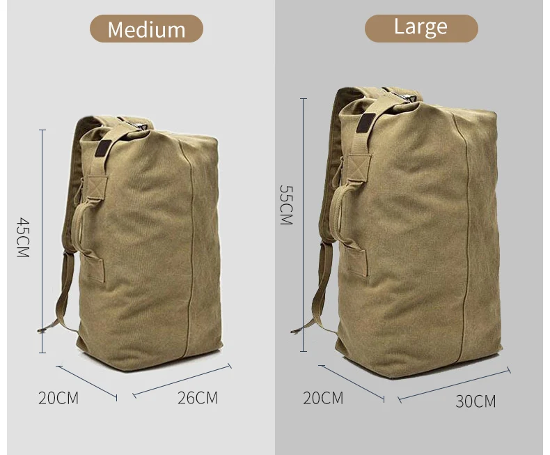 Grand sac de voyage d'alpinisme pour hommes, fourre-tout en toile, seau, à bandoulière, de l'armée, mochilas XA88C