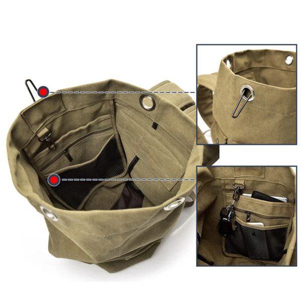 Grand sac de voyage d'alpinisme pour hommes, fourre-tout en toile, seau, à bandoulière, de l'armée, mochilas XA88C – Image 5