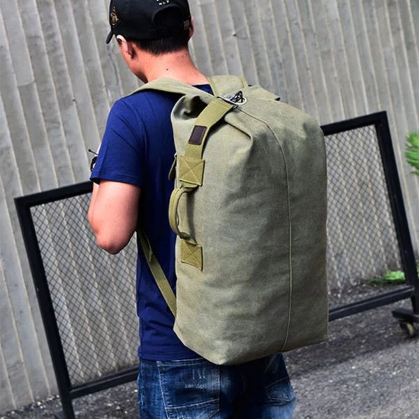 Grand sac de voyage d'alpinisme pour hommes, fourre-tout en toile, seau, à bandoulière, de l'armée, mochilas XA88C – Image 4