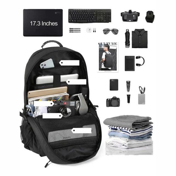 SWISS MILITARY-Sac à dos de voyage grande capacité pour homme, étanche, extensible USB, pour ordinateur portable, pour sports de plein air, 17.3 – Image 4
