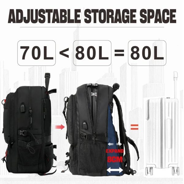 SWISS MILITARY-Sac à dos de voyage grande capacité pour homme, étanche, extensible USB, pour ordinateur portable, pour sports de plein air, 17.3 – Image 3