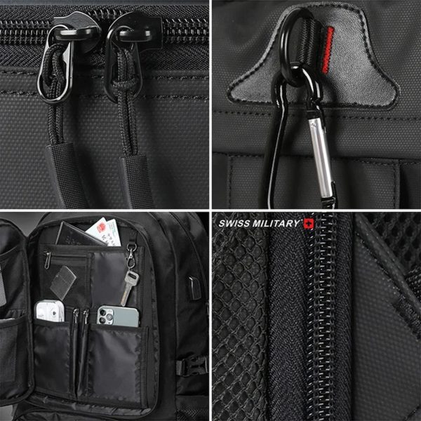 SWISS MILITARY-Sac à dos de voyage grande capacité pour homme, étanche, extensible USB, pour ordinateur portable, pour sports de plein air, 17.3 – Image 5
