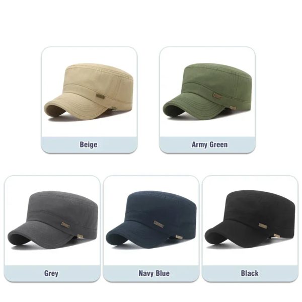 Chapeaux Snapback en coton décontracté classique, sports de plein air, casquette de baseball, casquette de cadet militaire plate, design de style, nouvelle mode – Image 2