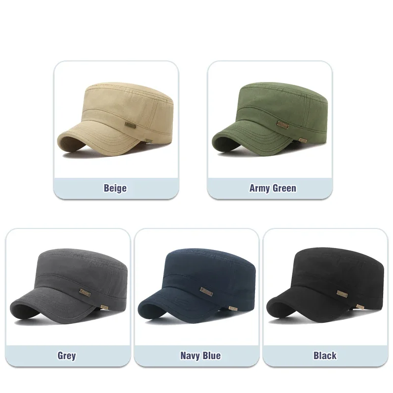 Chapeaux Snapback en coton décontracté classique, sports de plein air, casquette de baseball, casquette de cadet militaire plate, design de style, nouvelle mode
