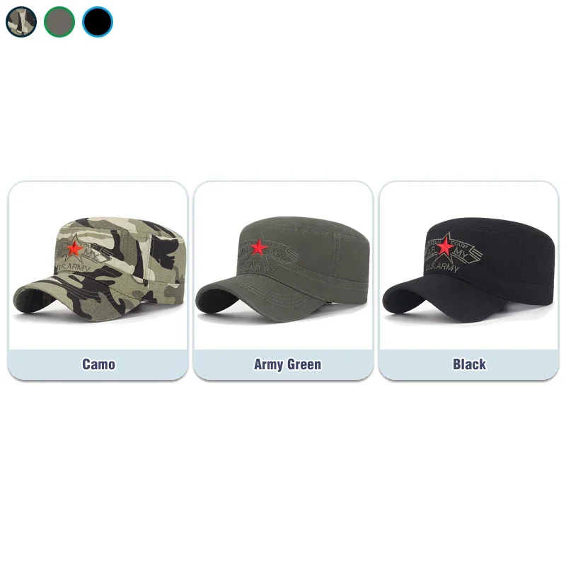 Casquette de baseball décontractée pour hommes et femmes, chapeaux Snapback de sport en plein air, militaire américain, dessus plat souple, conception de casquette de l'armée, nouvelle mode